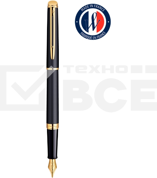 Ручка перьевая Waterman Hemisphere (CWS0920710) Matte Black GT F сталь нержавеющая подар.кор.