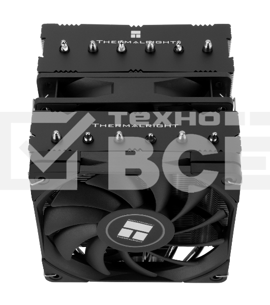 Кулер для процессора Thermalright Royal Knight 120 SE (4-pin PWM, 155мм, Ni/Cu, 6x6мм, 2x120мм, 66.17CFM/59CFM, 25.6dBA/26.1dBA, 1500RPM/1800RPM, S: 1200, 1700, 1851, 115X, AM4, AM5, silver, black)