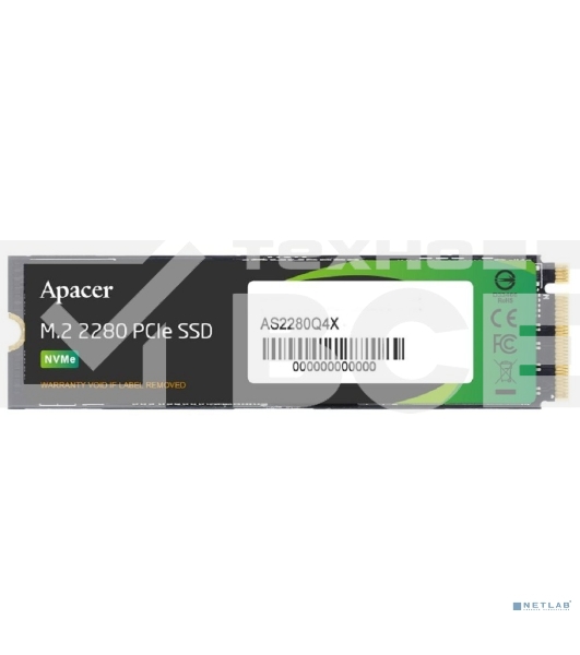 Накопитель SSD Apacer AS2280Q4X, 4TB, PCIe 4.0 x4, M.2 2280, NVMe 1.4, R/W 5000/4400, с радиатором