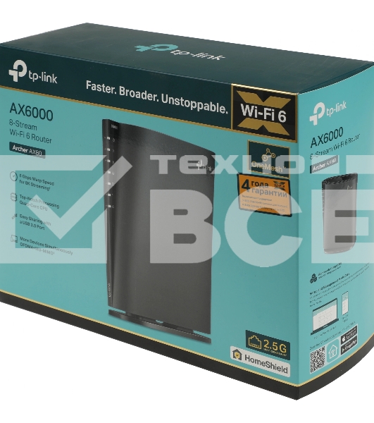 Двухдиапазонный роутер Wi-Fi 6 TP-Link Archer AX80 AX6000 с портом 2,5 Гбит/с