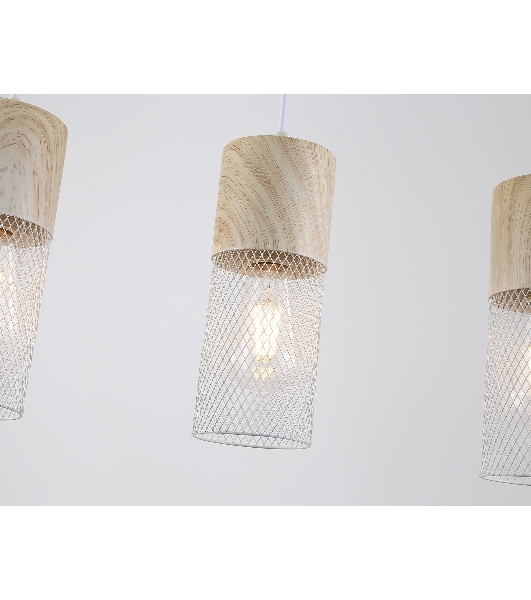 Светильник Ambrella light TR8499/3 WH/WD белый/дерево E27/3 max 60W 550*100*1000