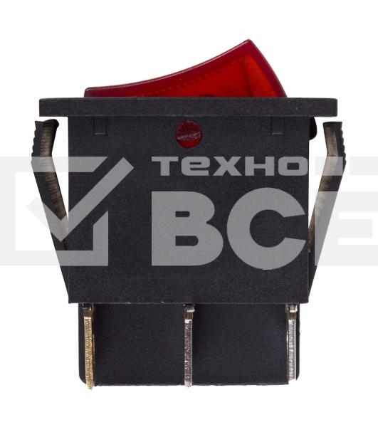 Выключатель клавишный 250V 15А (6с) ON-OFF красный с подсветкой ДВОЙНОЙ Rexant