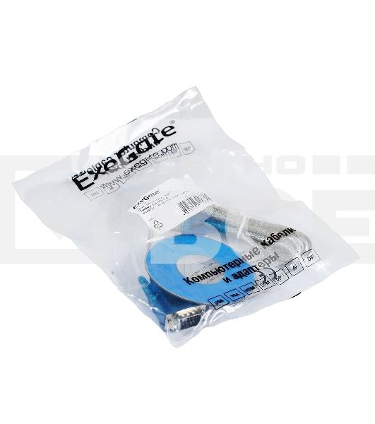 Кабель-адаптер  Exegate EX284951RUS USB 2.0-RS232 ExeGate EX-UAS-1.2 (Am/DB9M, 1,2м, крепеж разъема - винты)