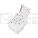 Розетка одноместная INDUSTRIAL IP54 с заземлением, о/у, белая KRANZ, фото3