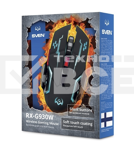 Мышь беспроводная SVEN RX-G930W черный, 2400 dpi, радиоканал, USB, кнопки - 6