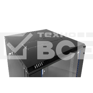 Шкаф телекоммуникационный настенный разборный ЦМО 18U (600 х 350) дверь стекло, цвет черный (ШРН-Э-18.350-9005)