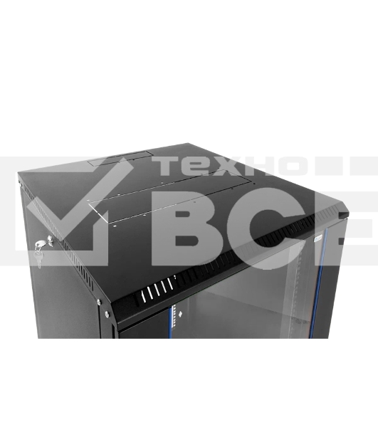 Шкаф телекоммуникационный настенный разборный ЦМО 18U (600 х 350) дверь стекло, цвет черный (ШРН-Э-18.350-9005)