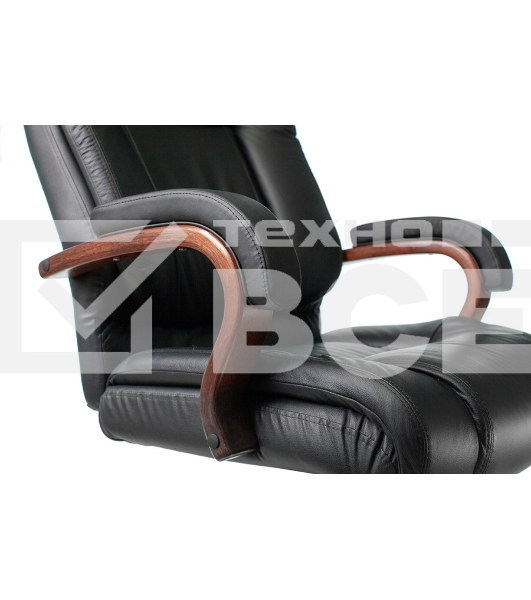 Кресло руководителя Бюрократ T-9925WALNUT/BLACK черный, кожа, крестовина дерево