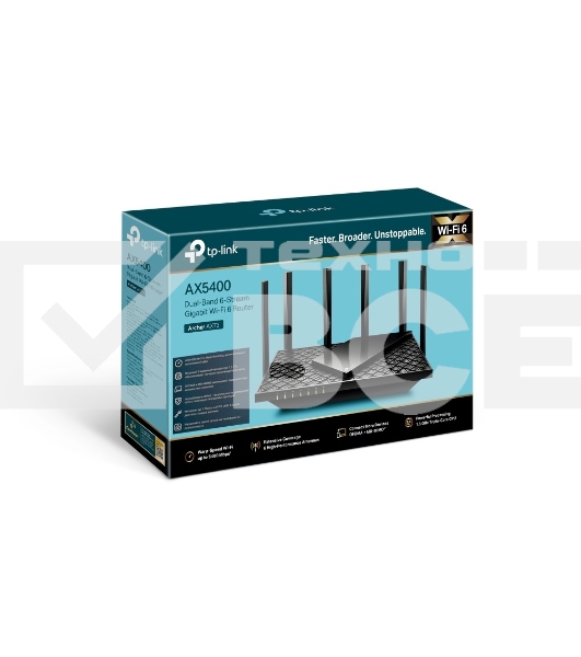 Роутер TP-Link Archer AX73 AX5400 Dual Band Wireless Gigabit Router, 1.5 GHz Tri-Core CPU, 1 GE WAN + 4 GE LAN ports, 1× USB 3.0 Port, support 1024-QAM, OFDMA, MU-MIMO, Airtime Fairness, Beamforming, 160MHz Channel Width, come with HomeShieldTM, support R
