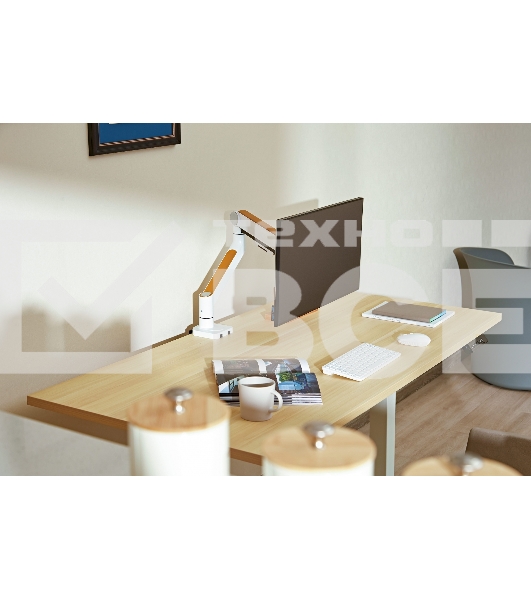 Кронштейн для мониторов Ultramounts UM732W белый/коричневый 17'-32' макс.8кг крепление к столешнице поворот и наклон