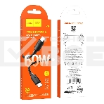 Кабель USB2.0 Hoco Type-C/Type-C, 3A, 60Вт, X96, 1м, черный, коробка, фото 1
