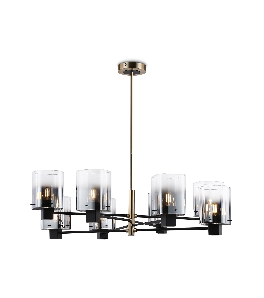 Люстра Ambrella light LH57043/8 BK/DBS/SM черный/темная латунь/дымчатый E14/8 max 40W D830*710