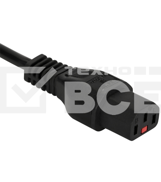 Шнур питания с блокировкой C13-Schuko прямая, 3х0.75, 220В, 10А, черный, 3 метра