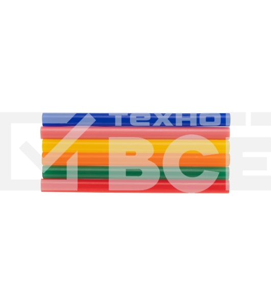 Клеевые стержни Rexant, Ø7 мм, 100 мм, цветные, 12 шт., блистер