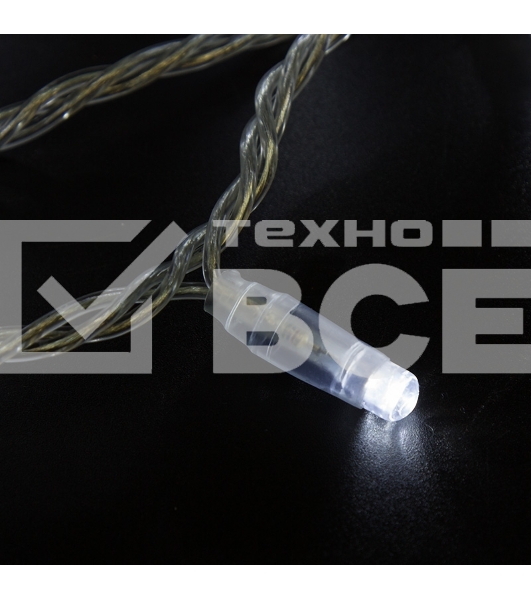 Гирлянда «Нить» 10 м, 200 LED, прозрачный ПВХ, цвет свечения белый с эффектом мерцания (каждый 5-й) NEON-NIGHT