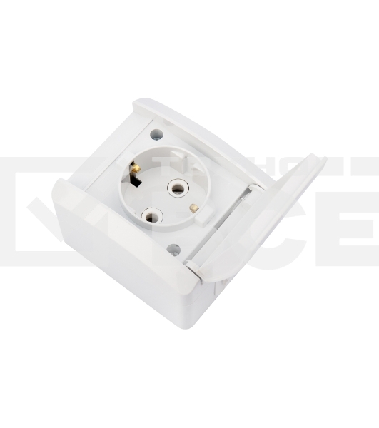 Розетка одноместная INDUSTRIAL IP54 с заземлением, о/у, белая KRANZ