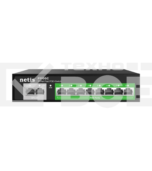 Коммутатор 10PORT NETIS P110GC 10/100/1000M 8POE+2XGE