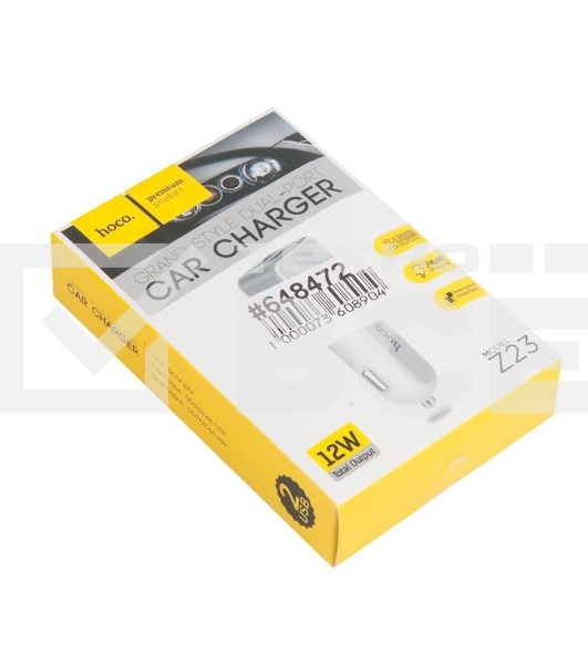 Авто ЗУ/ HOCO HC-78005 Z23/ 2 USB/ Выход: 12W/ белый