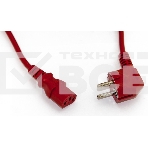 Шнур для блока питания Hyperline, IEC 320 C13, вилка Schuko, 1.8 м, 10А, красный, фото2