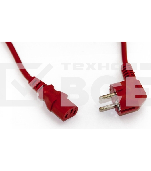 Шнур для блока питания Hyperline, IEC 320 C13, вилка Schuko, 1.8 м, 10А, красный