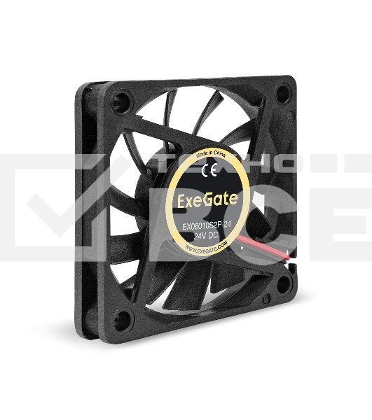 Вентилятор для корпуса ExeGate EX06010S2P-24 черный, 60 мм, 3000 об/мин, 24.1 дБ, 2 pin
