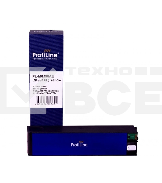 Струйный картридж PL-M0J98AE (№991XL) для принтеров HP PageWide 755dn/MFP774dn/779dn/Pro750dw/772dn/777z с чернилами Yellow ProfiLine