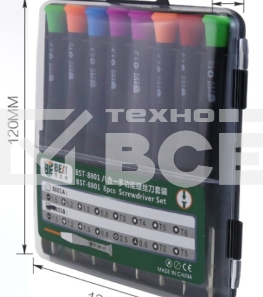 Набор отверток Best BST-8801B 8 в 1 черный