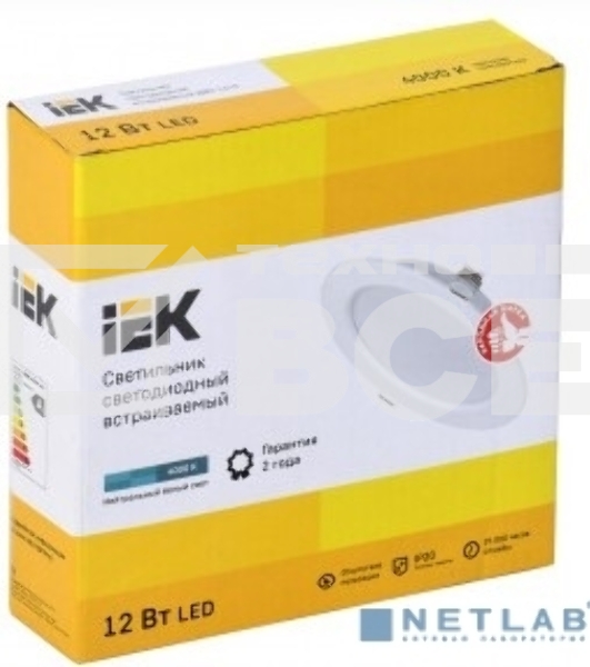 Светильник Iek LDVO0-1613-12-4000-K01 LED ДВО 1613 белый круг 12Вт 4000К IP20 пластик. корпус, диам 145 мм