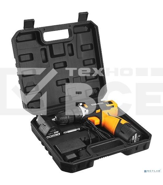 Дрель-шуруповерт аккумуляторная Deko DKCD12V, 12В, 2АКБ, Кейс
