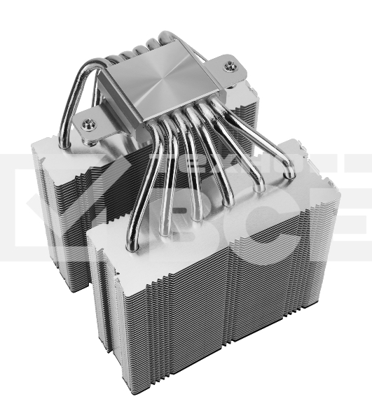 Кулер для процессора Thermalright Royal Knight 120 SE (4-pin PWM, 155мм, Ni/Cu, 6x6мм, 2x120мм, 66.17CFM/59CFM, 25.6dBA/26.1dBA, 1500RPM/1800RPM, S: 1200, 1700, 1851, 115X, AM4, AM5, silver, black)