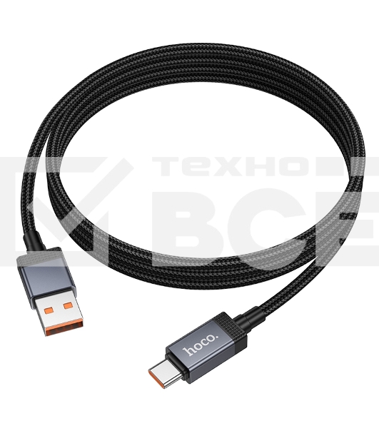 Кабель USB2.0 Hoco AM/Type-C, 5А, с дисплеем, X118, 1м, черный, коробка