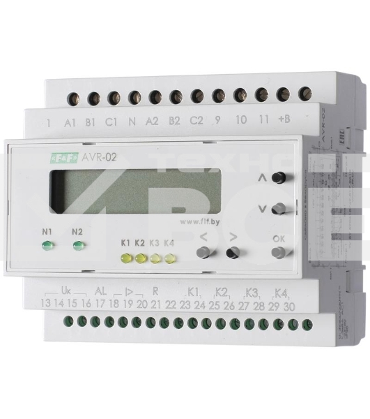 Устройство управления резервным питанием AVR-02 (3х400В+N; 5 перекл. х8А; IP20) F&F EA04.006.004