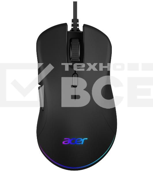 Мышь проводная Acer OMW190 черный, 6400 dpi, USB, кнопки - 6