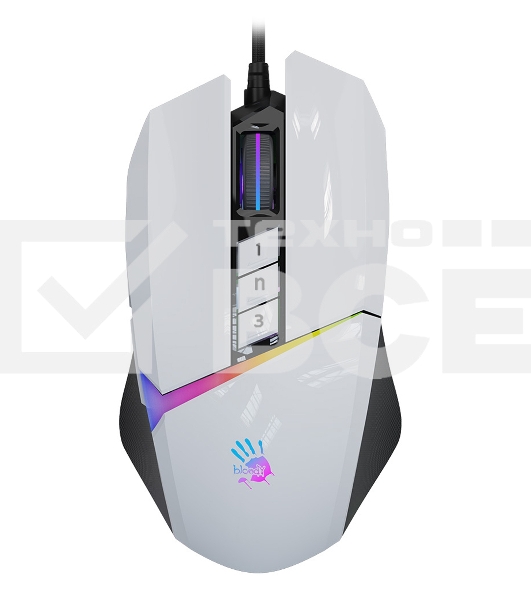 Мышь проводная A4Tech Bloody W60 Max белый, 10000 dpi, USB, кнопки - 10