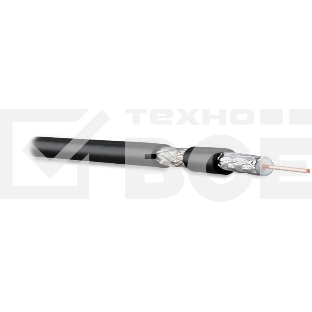 Hyperline COAX-RG6-100 Кабель коаксиальный RG-6, 75 Ом (ТВ, SAT, CATV), жила - 18 AWG (1.02 mm, омедненная сталь), PVC, черный (бухта 100 м)