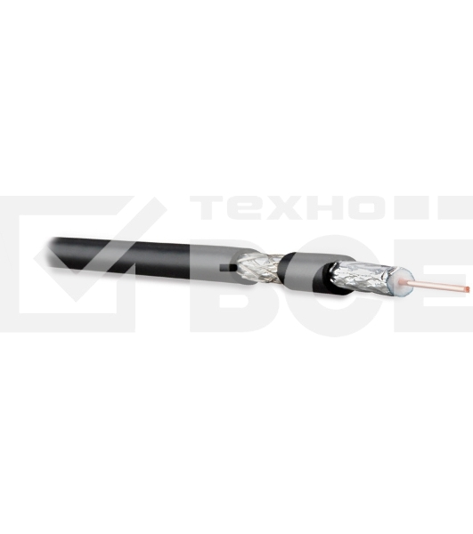 Hyperline COAX-RG6-100 Кабель коаксиальный RG-6, 75 Ом (ТВ, SAT, CATV), жила - 18 AWG (1.02 mm, омедненная сталь), PVC, черный (бухта 100 м)