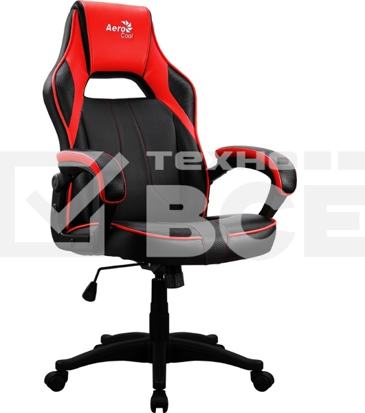 Кресло игровое AEROCOOL AС40C AIR, на колесиках, полиуретан, черный/красный aс40c black red