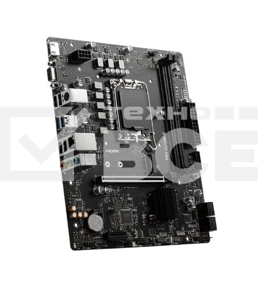 Материнская плата MSI PRO H610M-E, LGA 1700, Intel H610, 2xDDR5, 4xSATA, 1xM.2, 1xPCIe 4.0 x16, 1xPCIe 4.0 x1, 1xHDMI, 1xVGA, 1xRJ45 1Gb, 2xUSB-A 3.2 Gen 1, 4xUSB-A 2.0, 3x3.5мм, 7.1, mATX