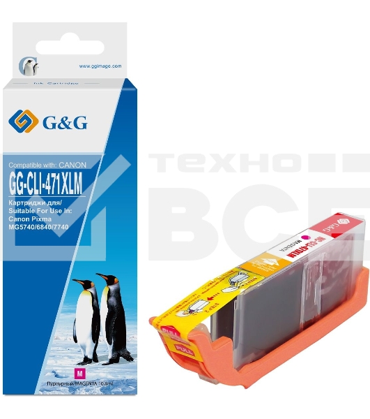 Картридж струйный G&G GG-CLI-471XLM пурпурный (10.8мл) для Canon TS5040/MG5740/MG6840/MG7740