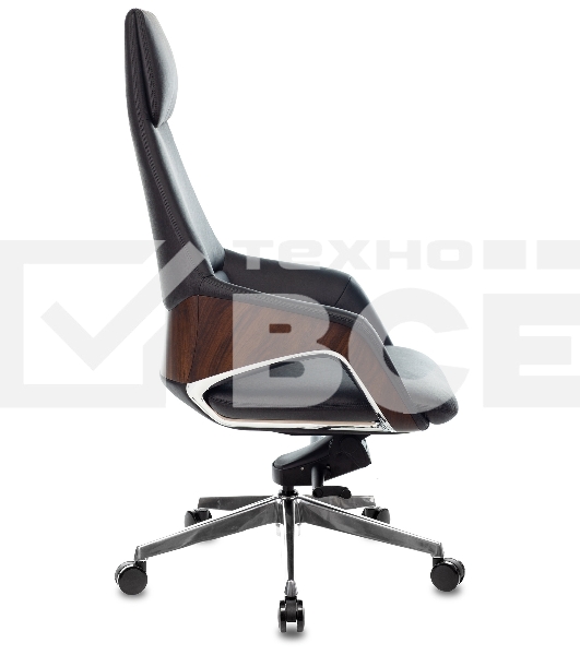 Кресло руководителя Бюрократ _DAO-2 черный кожа с подголов. крестовина алюминий