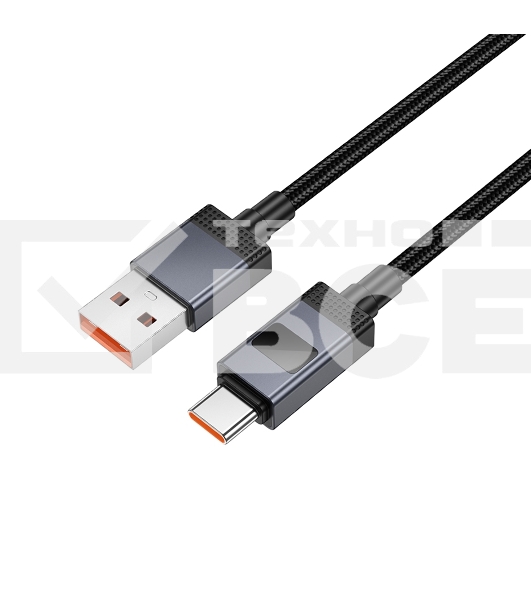 Кабель USB2.0 Hoco AM/Type-C, 5А, с дисплеем, X118, 1м, черный, коробка