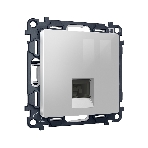 Комплект механизма компьютерной розетки ALFA Серебро глянец RJ-45(8P8C) CAT6 с шторкой QUANT (AP4120, VM188) MA412010, фото 1