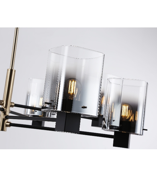 Люстра Ambrella light LH57043/8 BK/DBS/SM черный/темная латунь/дымчатый E14/8 max 40W D830*710