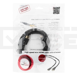 Кабель HDMI-miniHDMI Cablexpert CC-HDMI4C-10, 19M/19M, v2.0, медь, позол.разъемы, экран, 3.0м, черный, пакет
