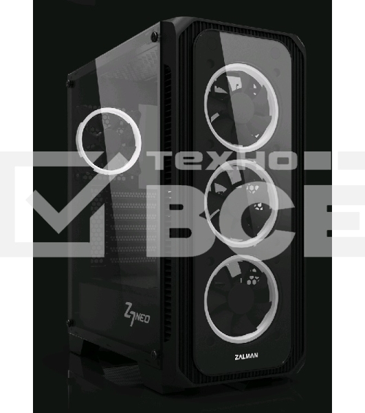Компьютерный корпус ZALMAN Z7 NEO, без БП, большое боковое окно, черный, ATX