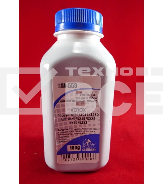 Тонер XEROX Phaser 3020/3052/3260, WC3025/3215/3225/3315/3325 (фл. 100г) B&W Standart фас. Россия