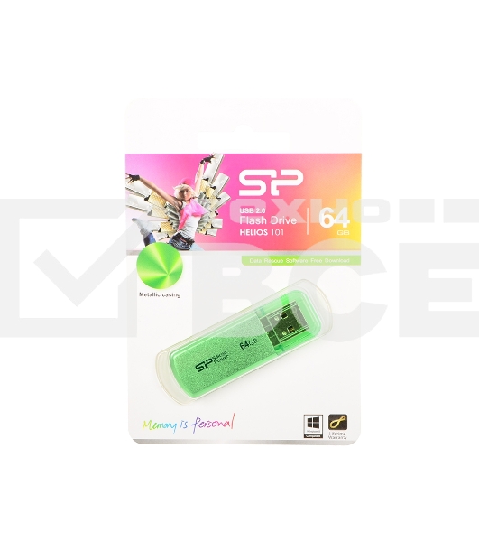 Флеш диск Silicon Power 64Gb Helios 101 SP064GBUF2101V1N USB2.0 зеленый