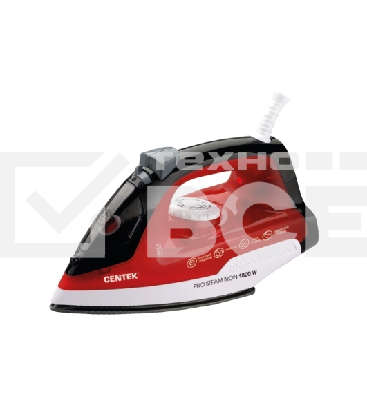 Утюг Centek CT-2347 RED 1800Вт, антипригар. подошва, паровой удар, самоочистка, 200мл
