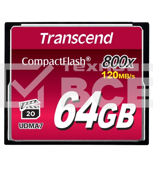 Флеш карта CF 64Gb Transcend, 800X