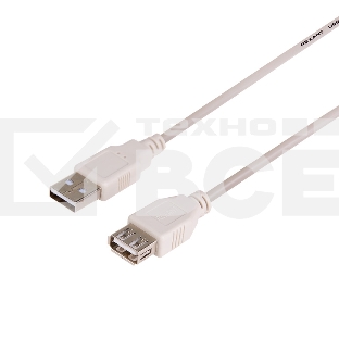 Кабель USB (шт. USB A - гн. USB A) 5 метров, серый REXANT